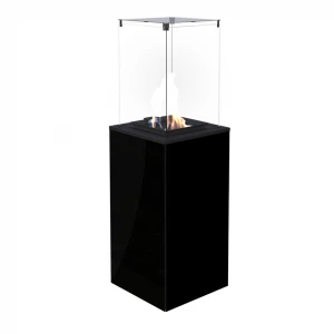 Outdoor black gas fireplace