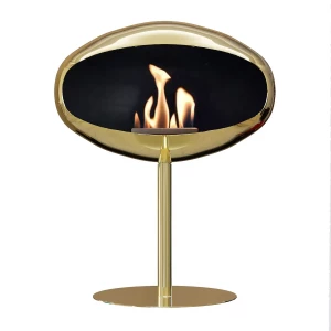 Cocoon Fires Pedestal free-standing bioethanol fireplace in a new polished brass finish