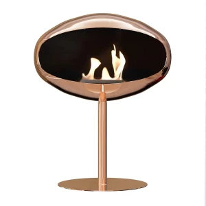 Cocoon Fires Pedestal free-standing bioethanol fireplace in a new polished copper finish