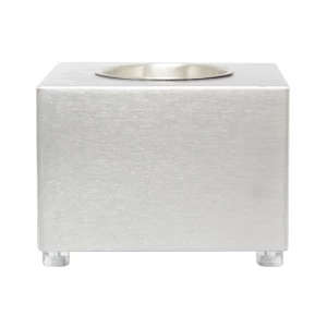 Small, tabletop bio fireplace of stainless steel