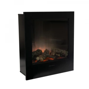 Black built-in electric fireplace without heating - width 60,5 cm