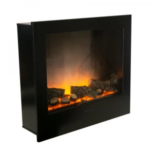 Black built-in electric fireplace without heat - width 75,5 cm