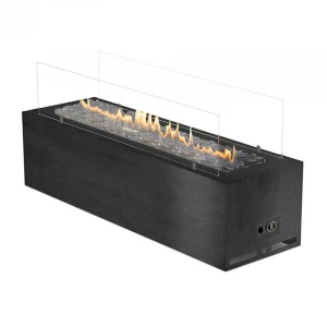 Planika Galio Outdoor gas fireplace in black steel finish and with manual control system