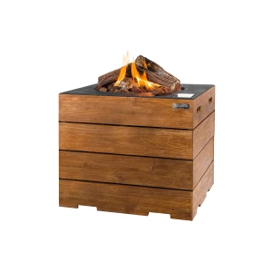 Lounge & Dining Square Gas Fireplace Fire Table Teak Wood 