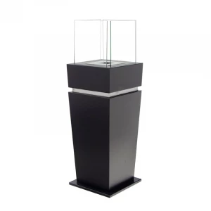 Freestanding bio fireplace in black with detachable glass top