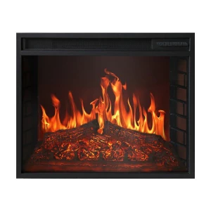 Classic 75cm LED fireplace in black for flush mounting.