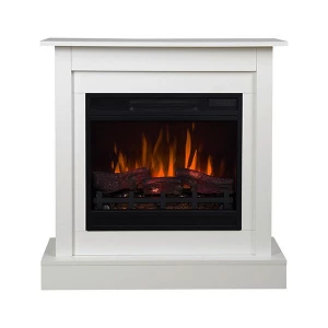 White Round 1.8KW Flame Effect Heater Electric Log Fire Freestanding Oval Burner 