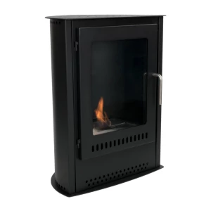 Carson - Small black bioethanol fireplace in wood stove style