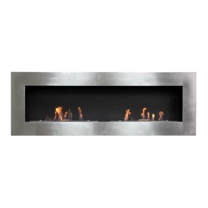 Murus 1600 Wall-mounted  Bioethanol Fireplace - Brushed Steel Finish