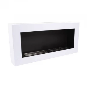 Super simple and sleek white bioethanol fireplace for wall mounting